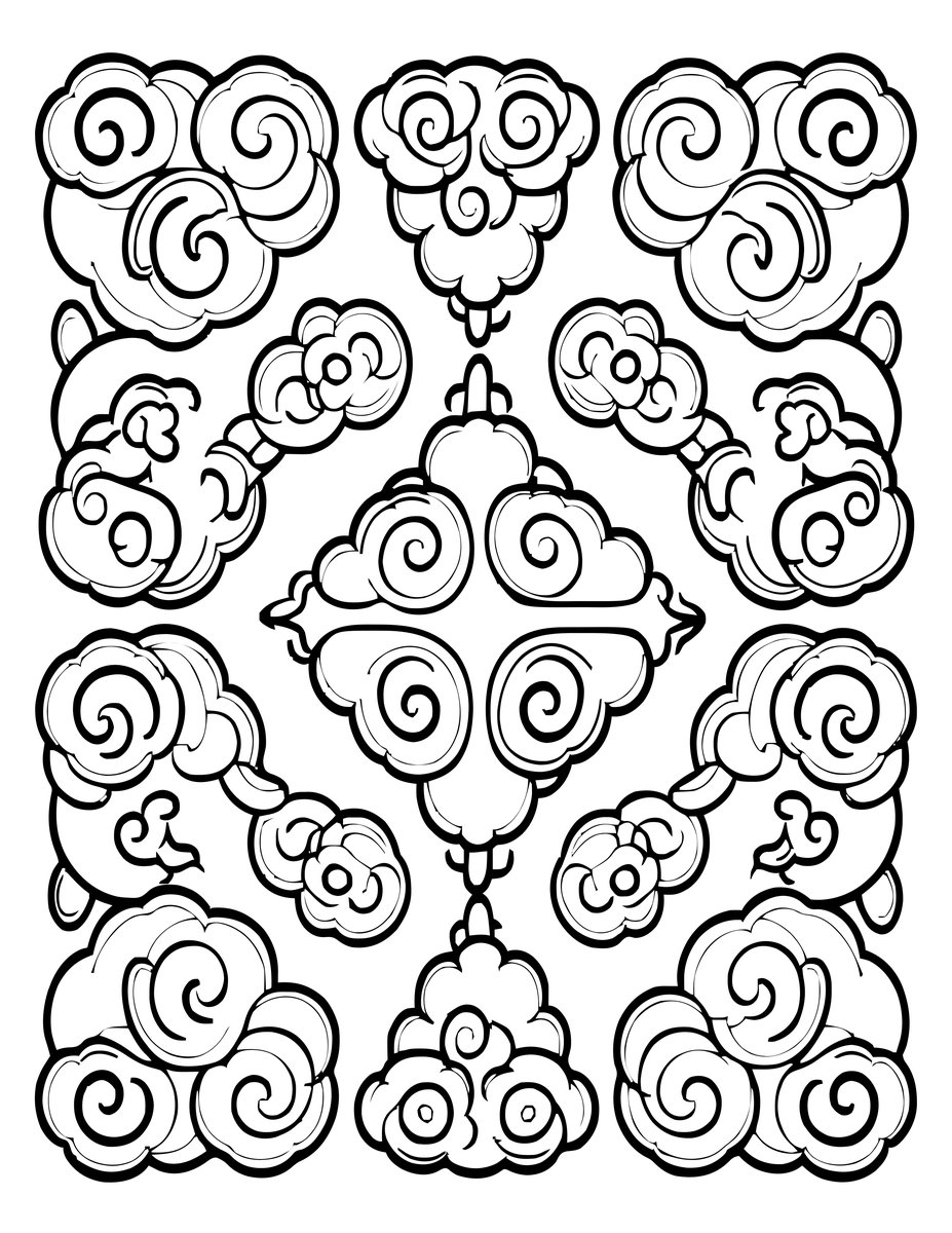 Cloud Pattern - free printable coloring page