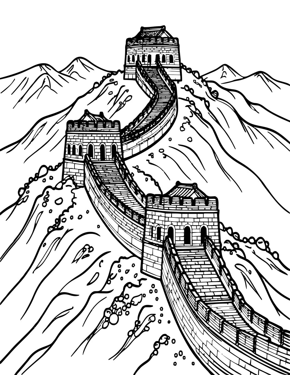 Great Wall Vista - free printable coloring page