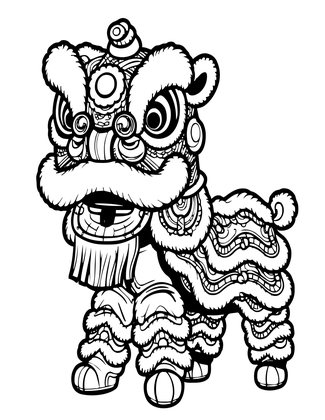 Lion Dance - Free printable coloring page
