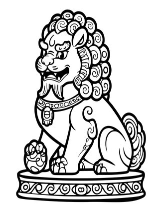 Temple Guardian - Free printable coloring page