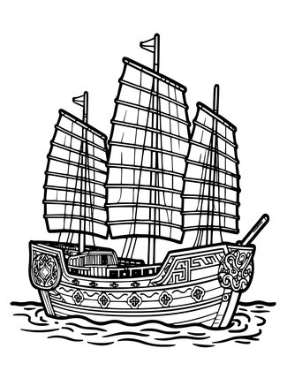 Chinese Junk - Free printable coloring page