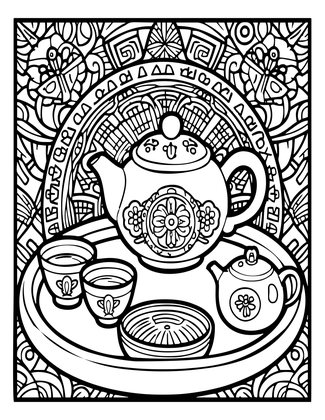 Tea Ceremony - Free printable coloring page