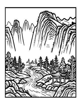 Mountain Landscape - Free printable coloring page