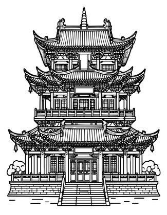Pagoda Tower - Free printable coloring page
