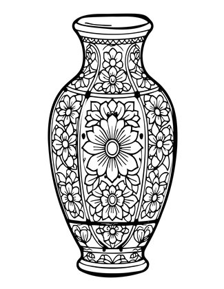 Cloisonne Vase - Free printable coloring page