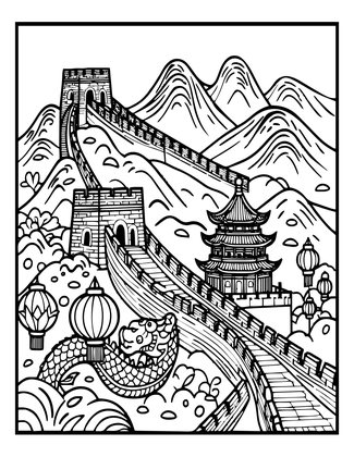 Chinese Panorama - Free printable coloring page