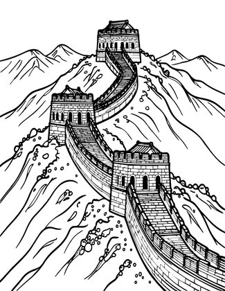 Great Wall Vista - Free printable coloring page