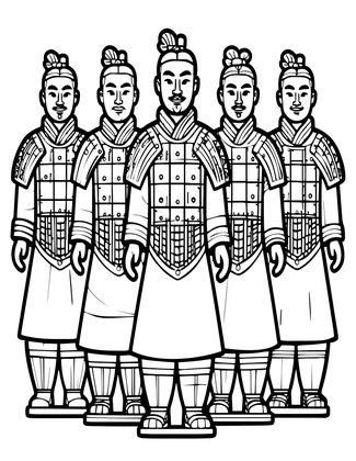 Terracotta Warriors - Free printable coloring page