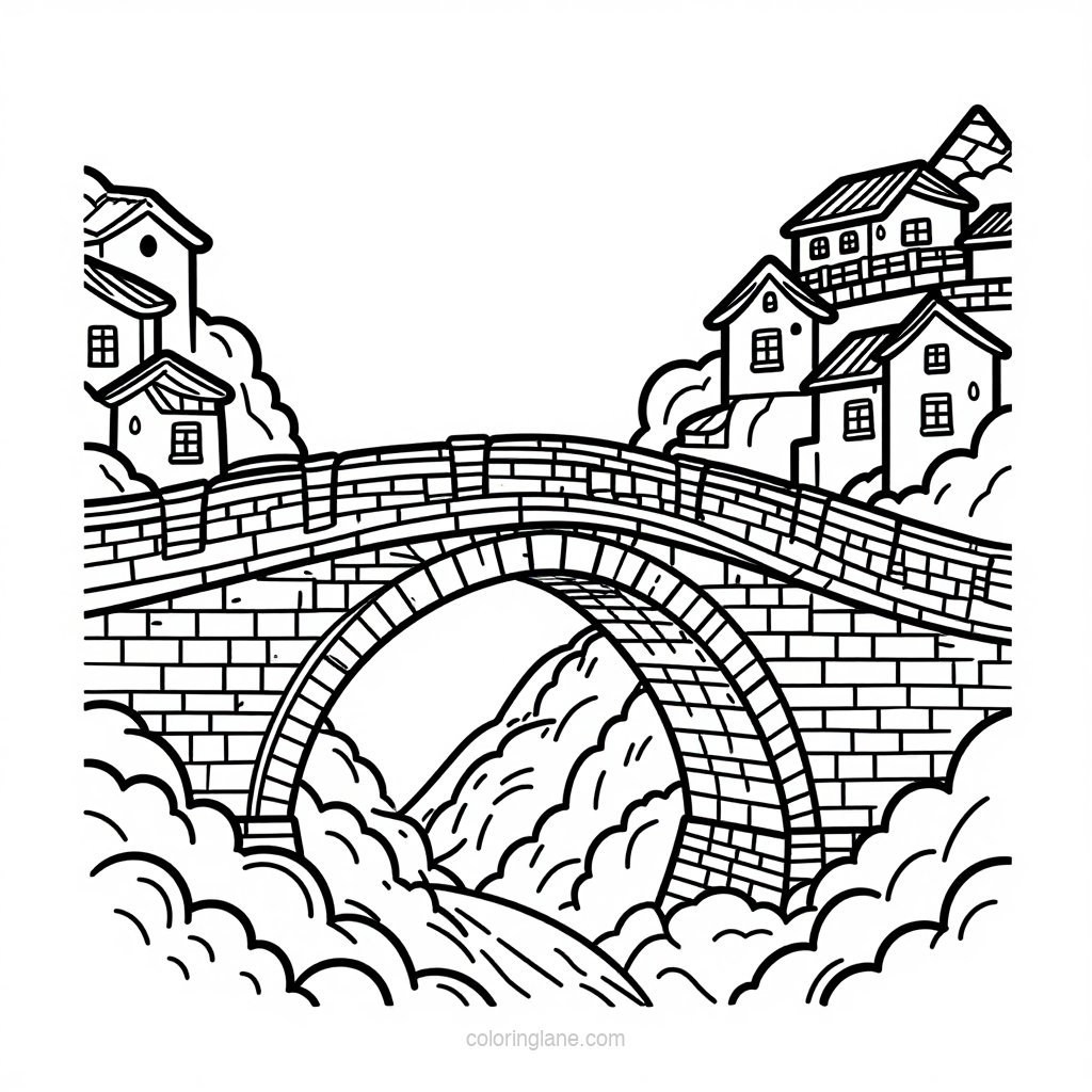 Monastery Cliff - free printable coloring page