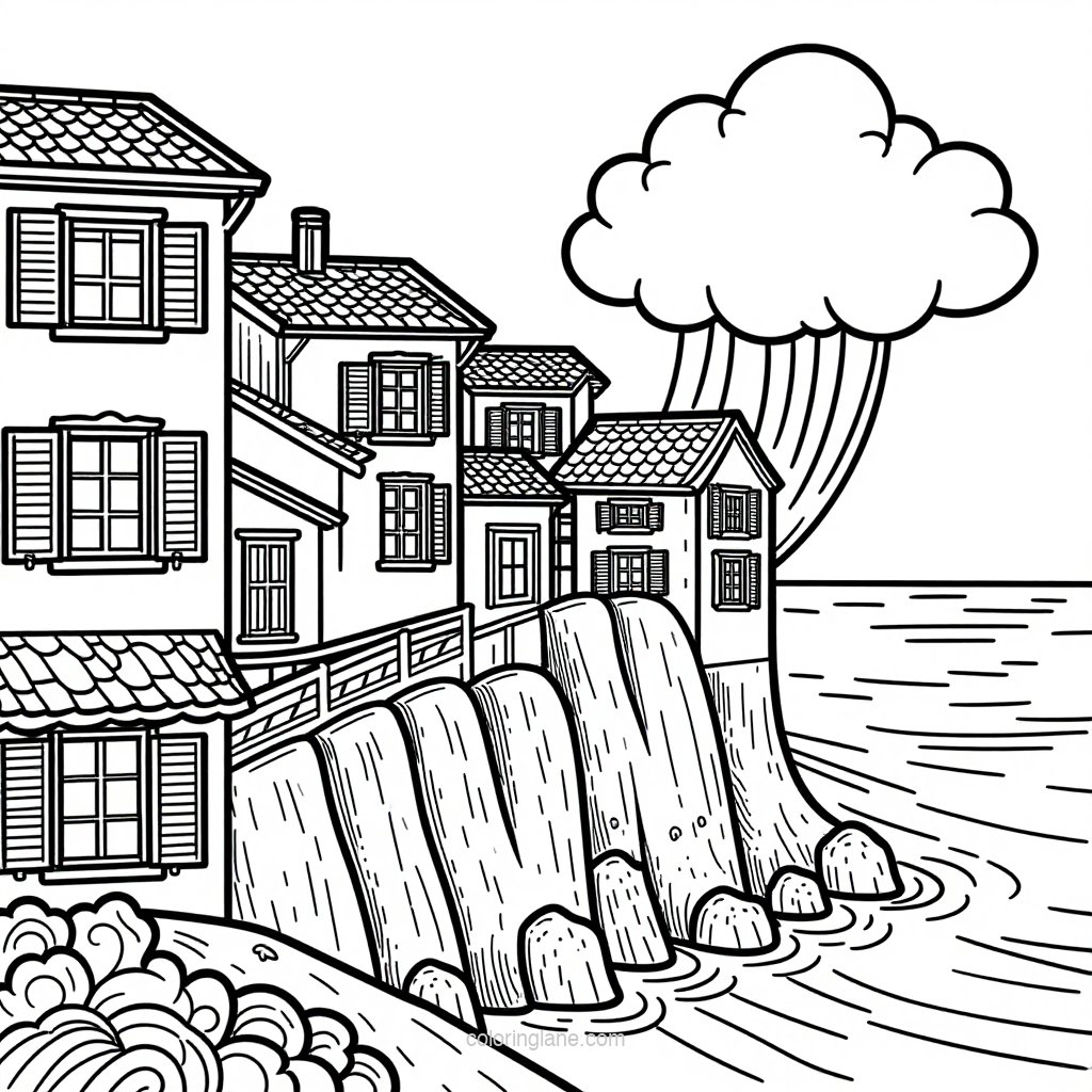 Rooftop Terrace - free printable coloring page