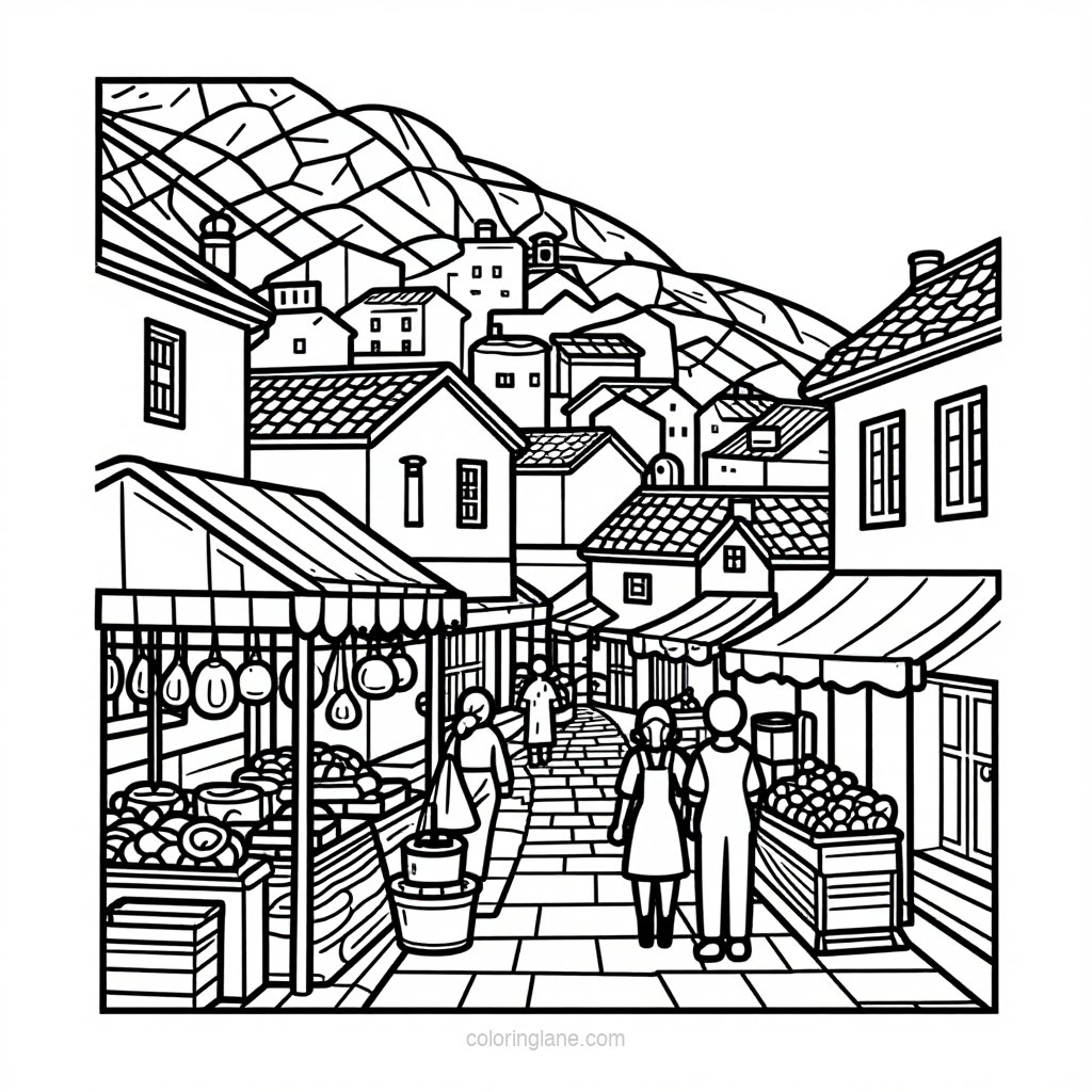 Mist Morning - free printable coloring page