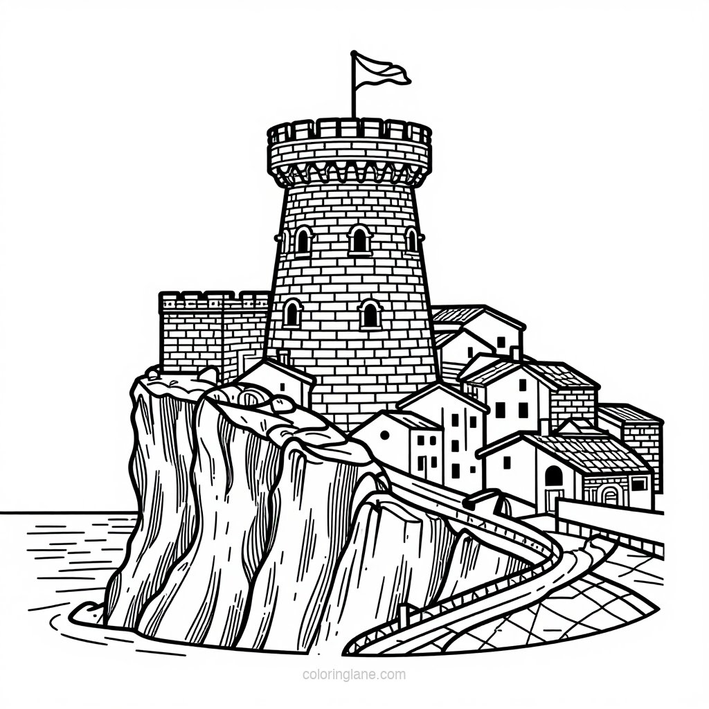 Cliff Market - free printable coloring page