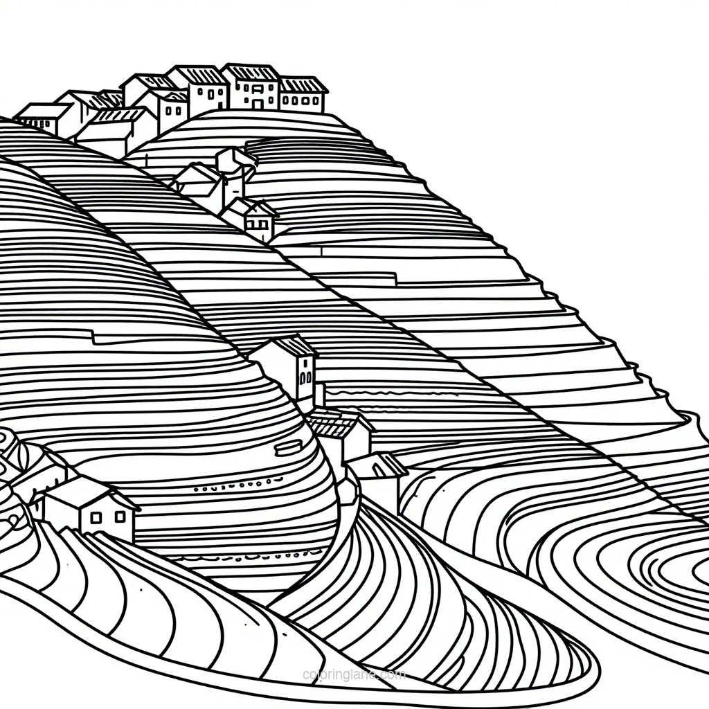 Sunset View - free printable coloring page