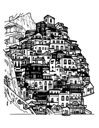 Positano Italy - Free printable coloring page