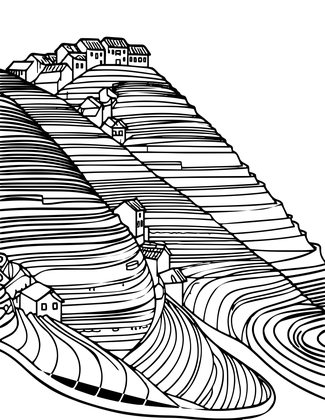 Terraced Fields - Free printable coloring page