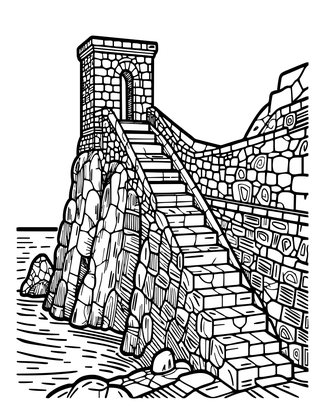 Stone Steps - Free printable coloring page