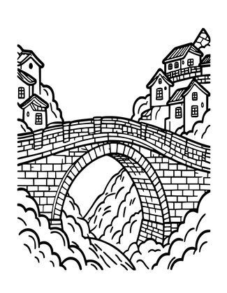 Arch Bridge - Free printable coloring page