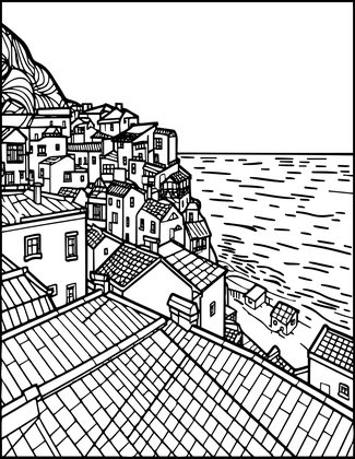 Rooftop Terrace - Free printable coloring page