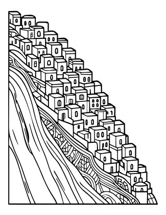 Santorini Oia - Free printable coloring page