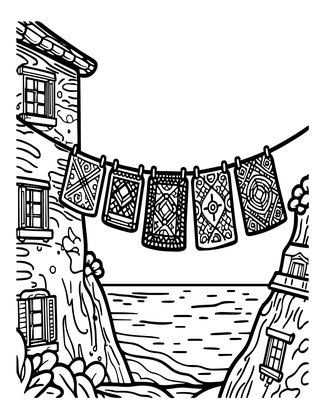 Hanging Laundry - Free printable coloring page