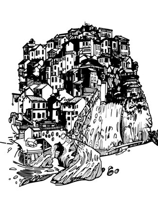 Cinque Terre - Free printable coloring page