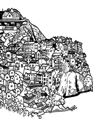 Spring Panorama - Free printable coloring page