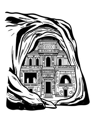 Cave Houses - Free printable coloring page