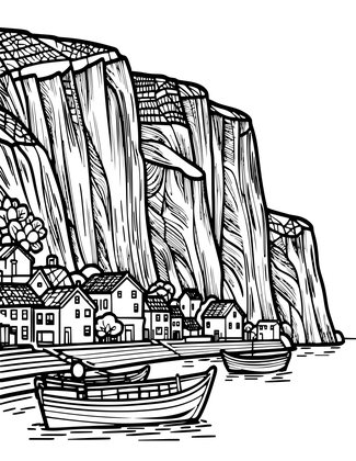 Fishing Village - Free printable coloring page
