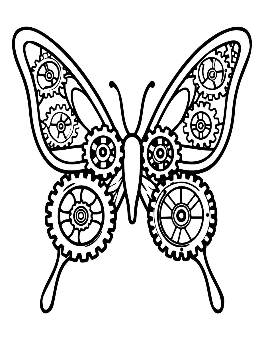 Gear Wings - free printable coloring page