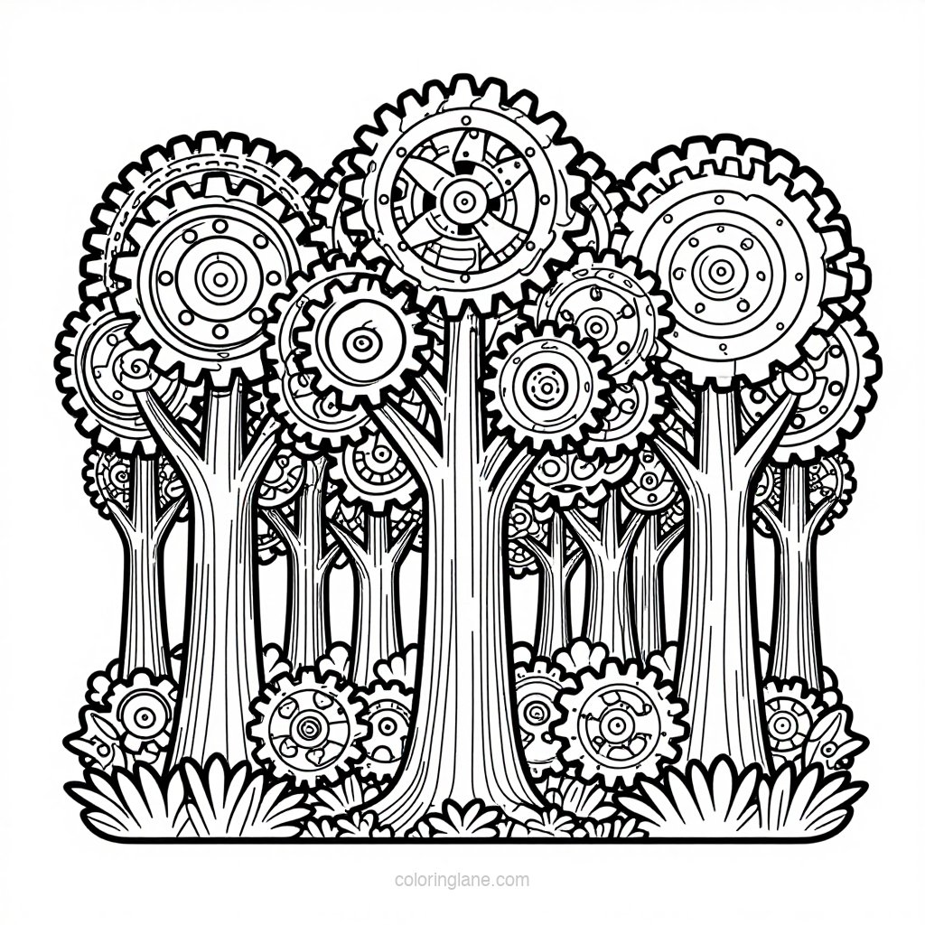 Gear Forest - free printable coloring page