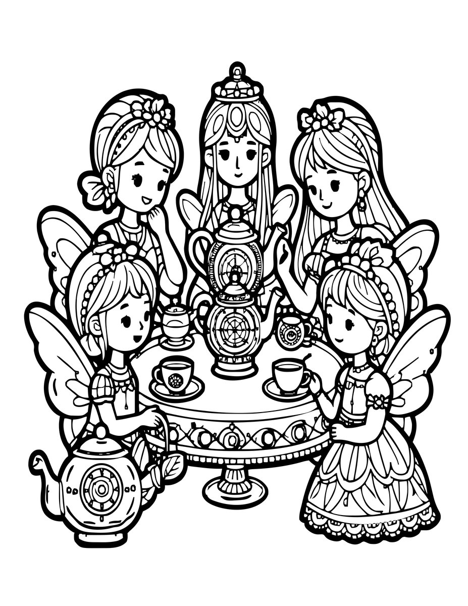 Tea Party - free printable coloring page