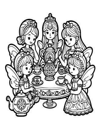 Tea Party - Free printable coloring page