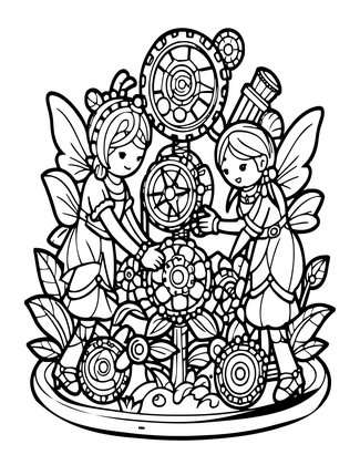 Garden Clockwork - Free printable coloring page