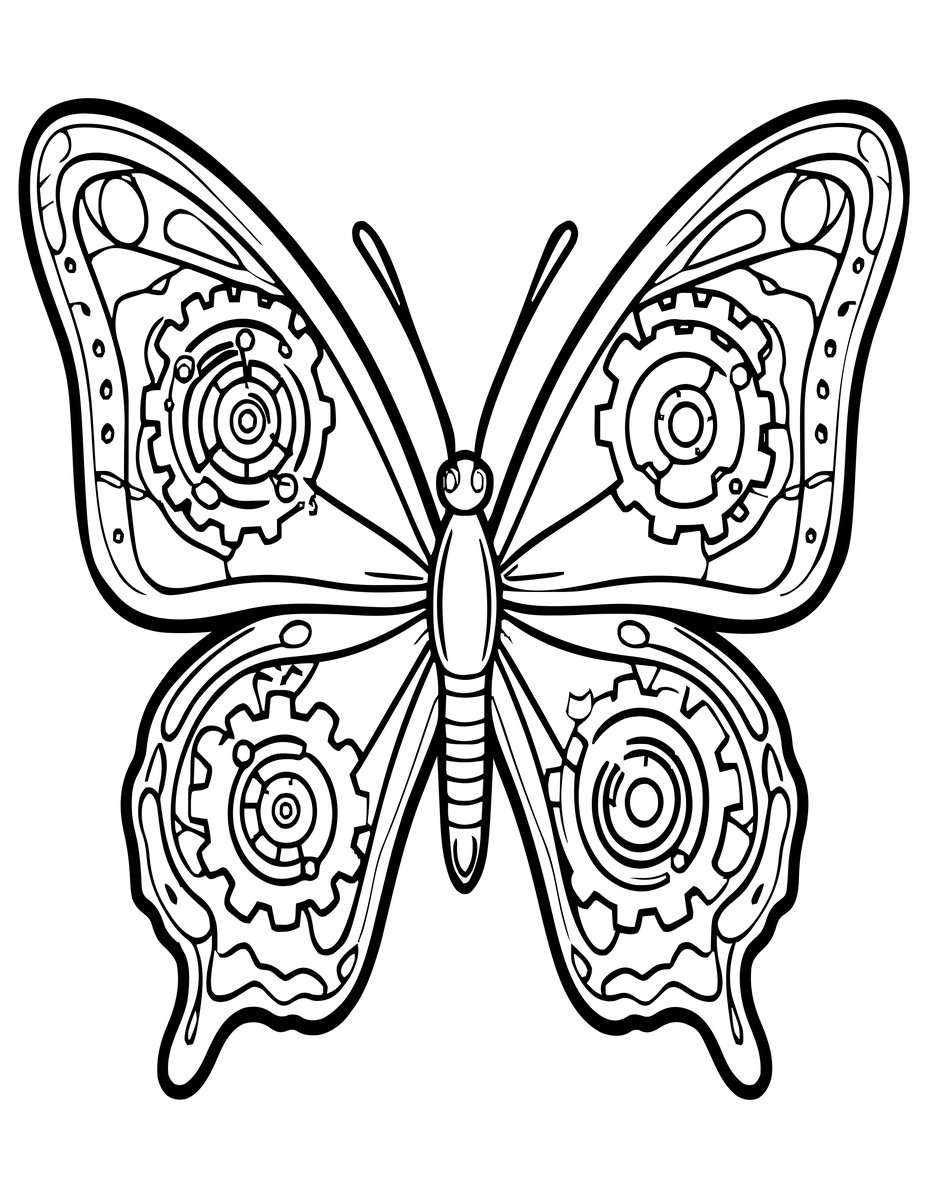 Mechanical Butterfly - free printable coloring page