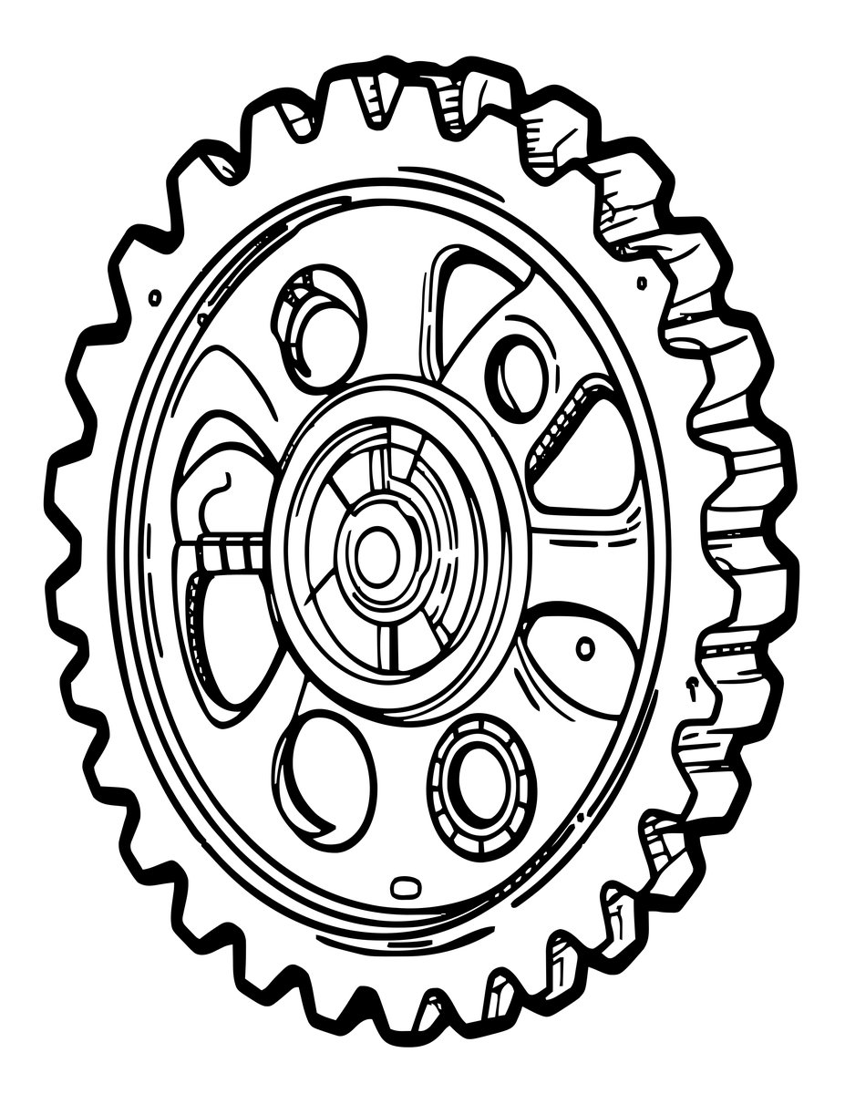 Gear Train - free printable coloring page
