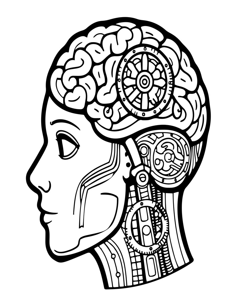 Automaton Head - free printable coloring page