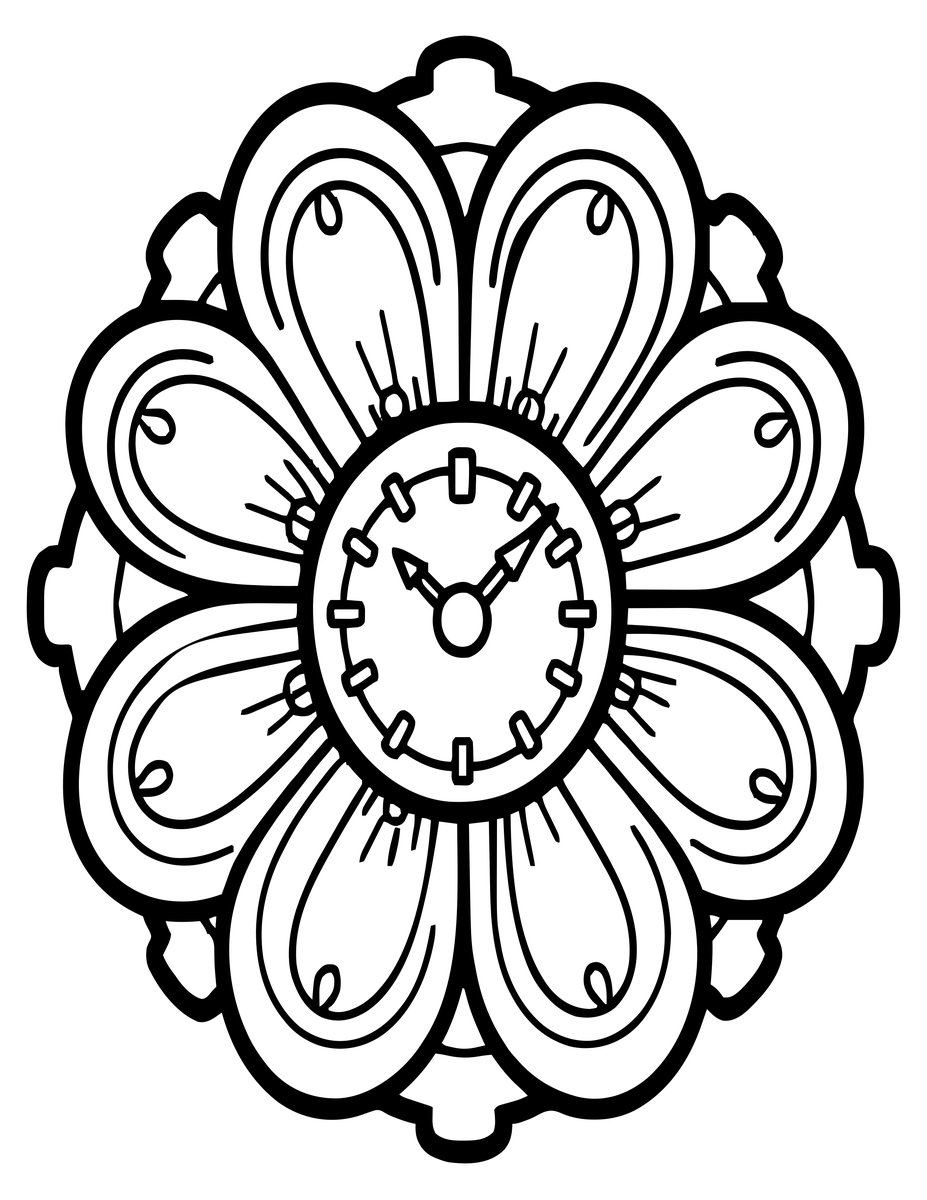 Clockwork Flower - free printable coloring page
