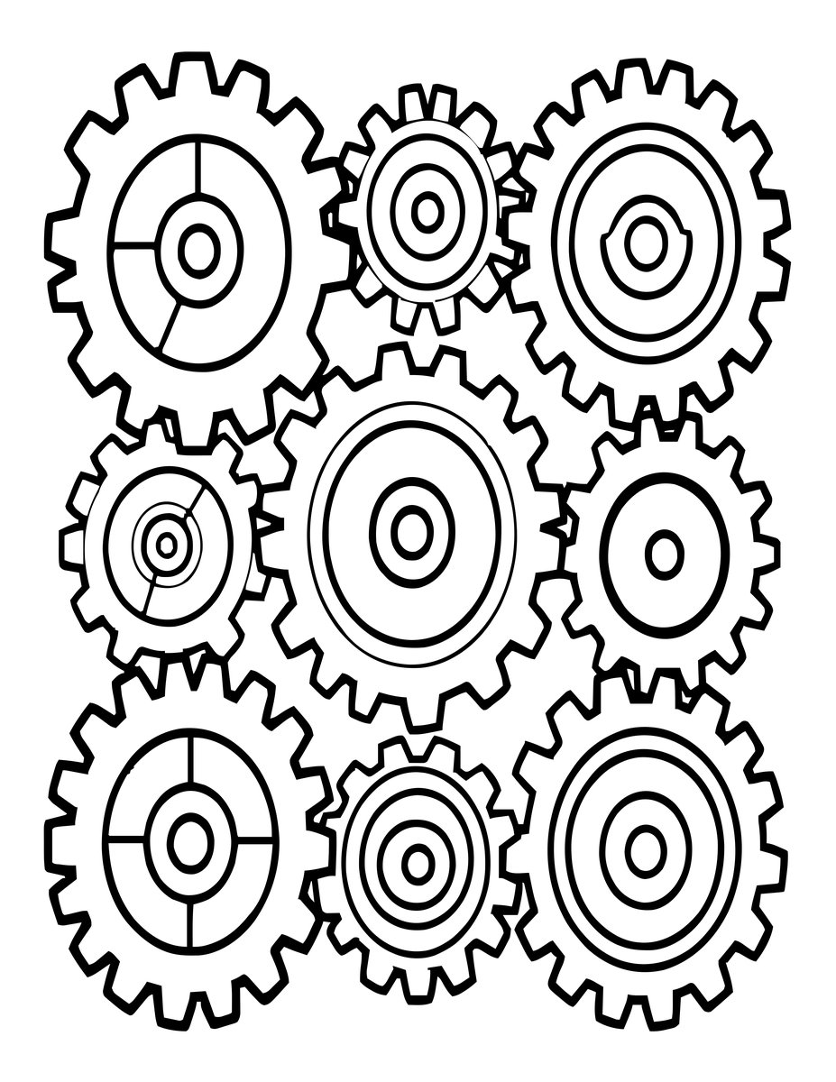 Gear Wall - free printable coloring page