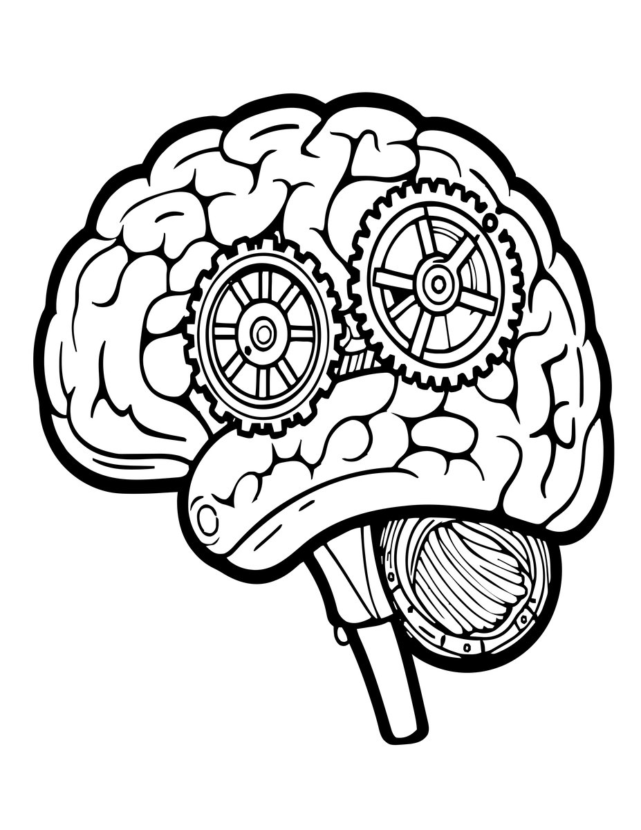 Clockwork Brain - free printable coloring page