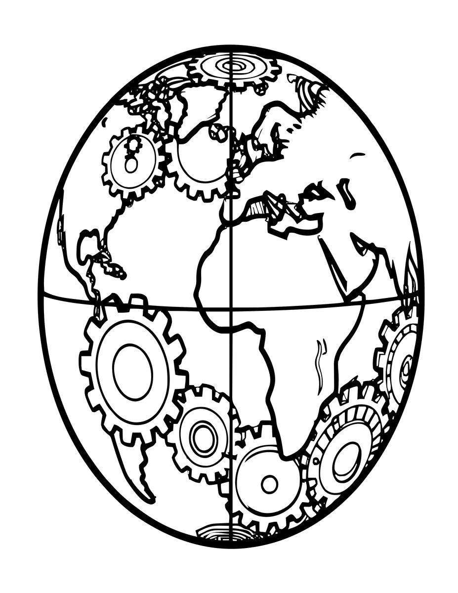 Mechanical Globe - free printable coloring page