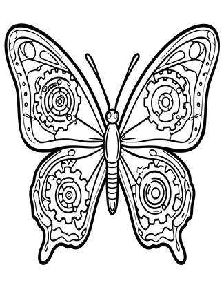 Mechanical Butterfly - Free printable coloring page