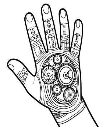 Clockwork Hand - Free printable coloring page