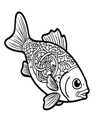 Clockwork Fish - Free printable coloring page