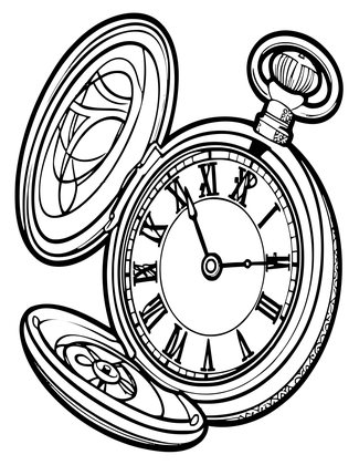 Pocket Watch Exploded - Free printable coloring page