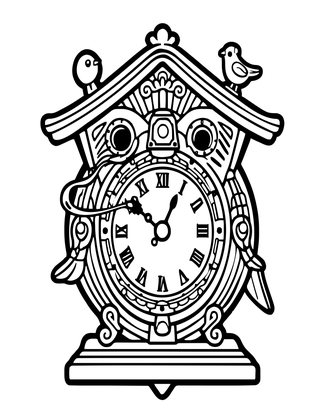 Cuckoo Mechanism - Free printable coloring page