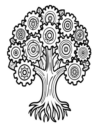 Clockwork Tree - Free printable coloring page