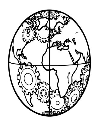 Mechanical Globe - Free printable coloring page