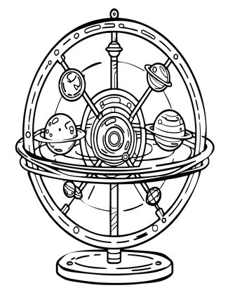 Orrery - Free printable coloring page