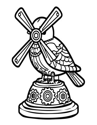 Clockwork Bird - Free printable coloring page