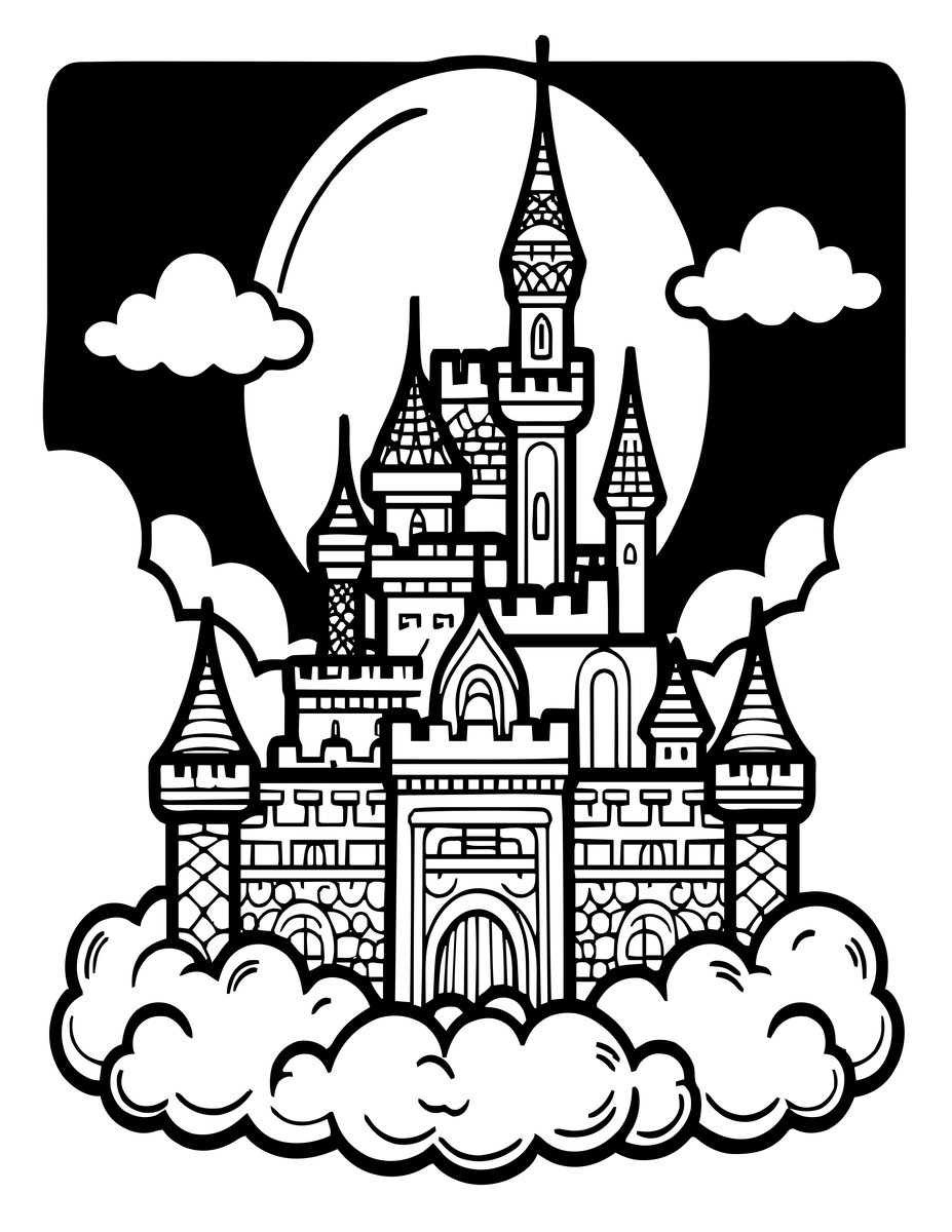 Night Cloud Castle - free printable coloring page
